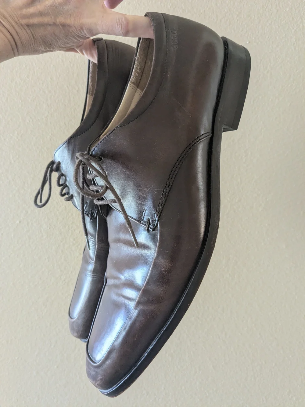 ECCO Men’s Classic Brown Leather Lace-Up Dress Shoes, 44